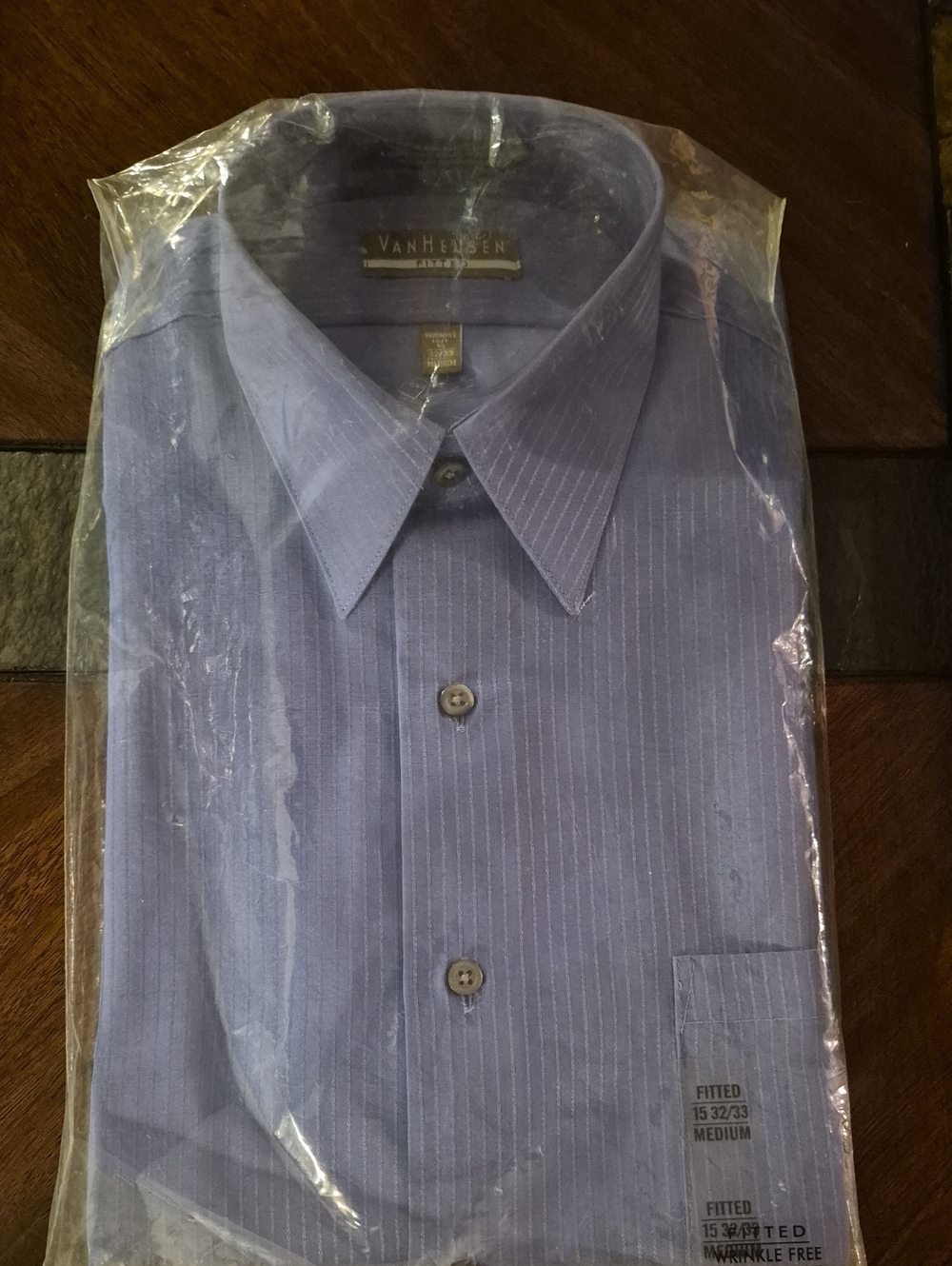 Van Heusen Light Blue Pinstripe Dress Shirt - Fitted